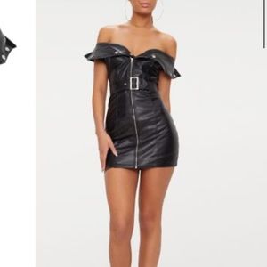 Leather mini dress